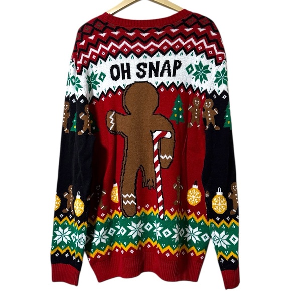Ugly Christmas Sweater! “Oh Snap" Gingerbread Holiday Knit Pullover Size XXL - Picture 2 of 15